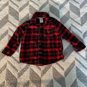 Carter’s Boys 18m Red Buffalo Button Down Shirt and Black Corduroy Pants